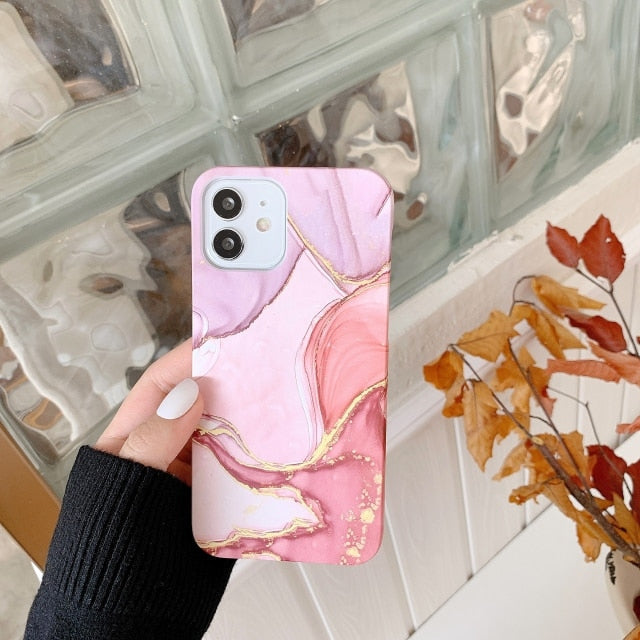 Electroplated Glitterflow Marble iPhone Case - Exoticase - For iPhone 12 Pro Max / C