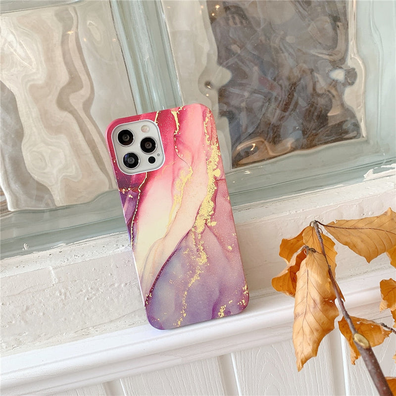 Electroplated Glitterflow Marble iPhone Case - Exoticase - For iPhone 12 Pro Max / E