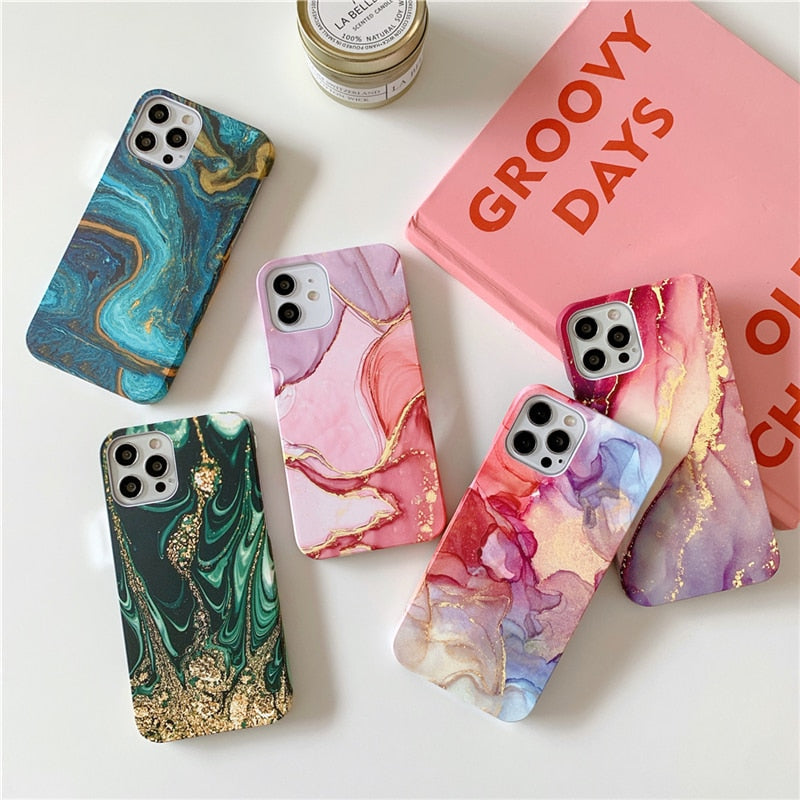 Electroplated Glitterflow Marble iPhone Case - Exoticase -