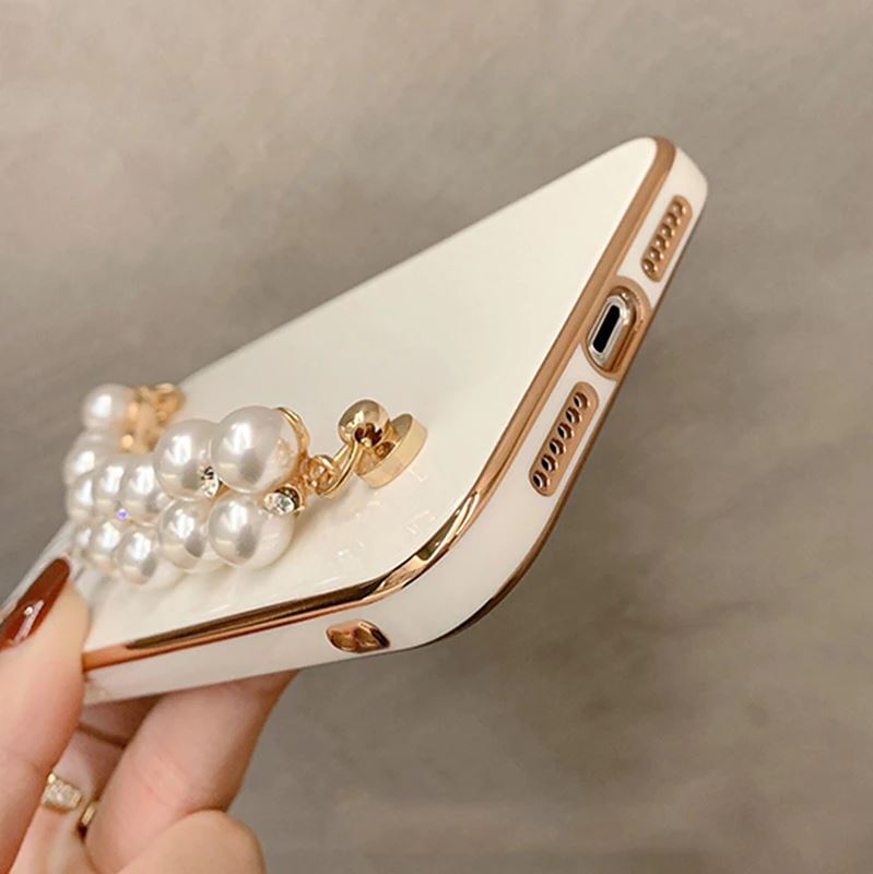 Electroplated iPhone Case with Pearl Chain - Exoticase -