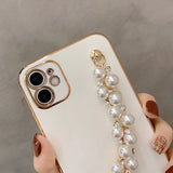 Electroplated iPhone Case with Pearl Chain - Exoticase -