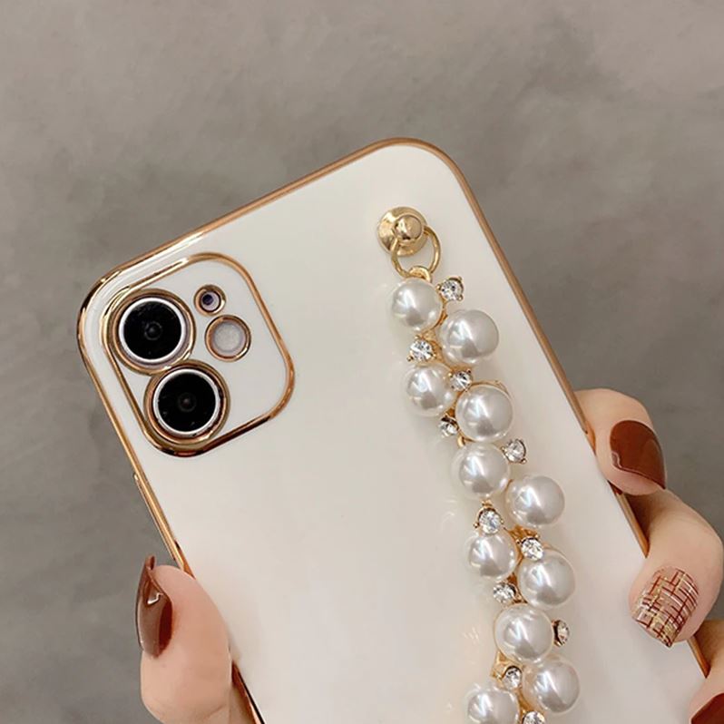 Electroplated iPhone Case with Pearl Chain - Exoticase -