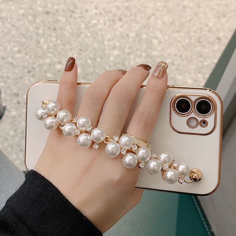 Electroplated iPhone Case with Pearl Chain - Exoticase -