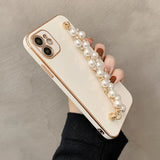 Electroplated iPhone Case with Pearl Chain - Exoticase -