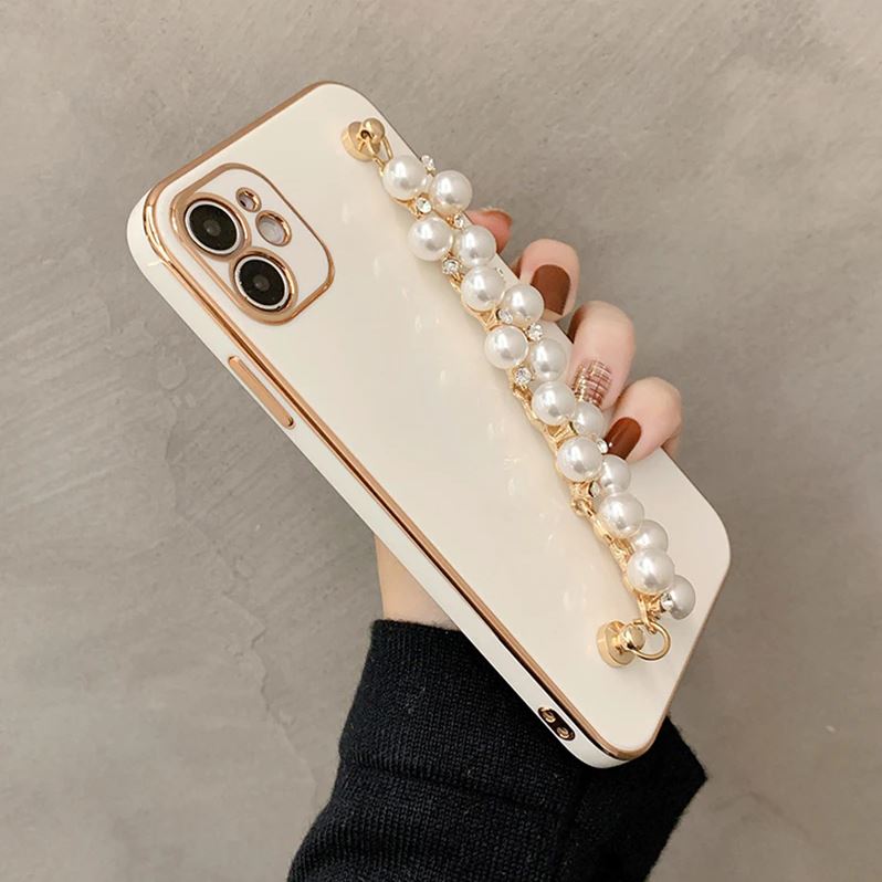 Electroplated iPhone Case with Pearl Chain - Exoticase -