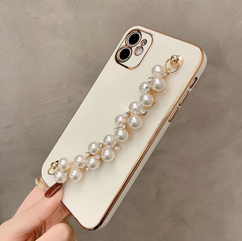 Electroplated iPhone Case with Pearl Chain - Exoticase -
