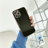 Elegant Plated and Glass Back iPhone Case-Exoticase-For iPhone 12 Pro Max-Black-