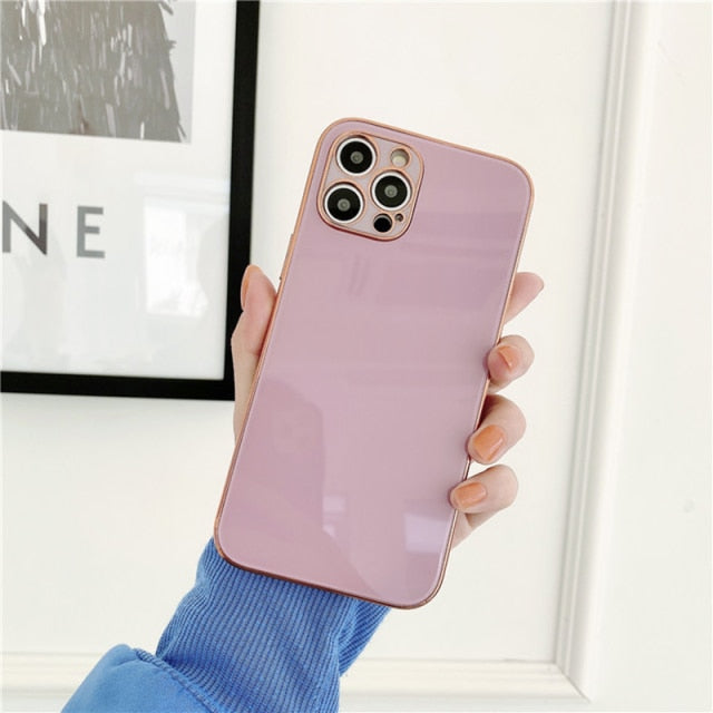 Elegant Plated and Glass Back iPhone Case-Exoticase-For iPhone 12 Pro Max-Purple-