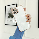 Elegant Plated and Glass Back iPhone Case-Exoticase-For iPhone 12 Pro Max-White-
