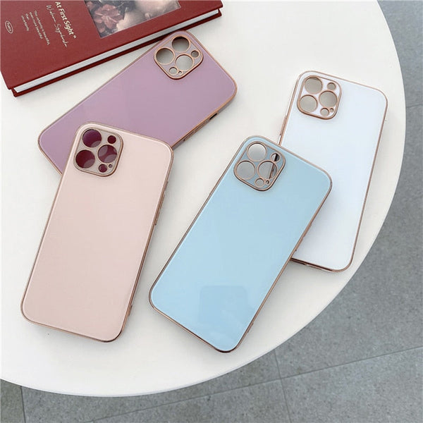 Elegant Plated and Glass Back iPhone Case-Exoticase-