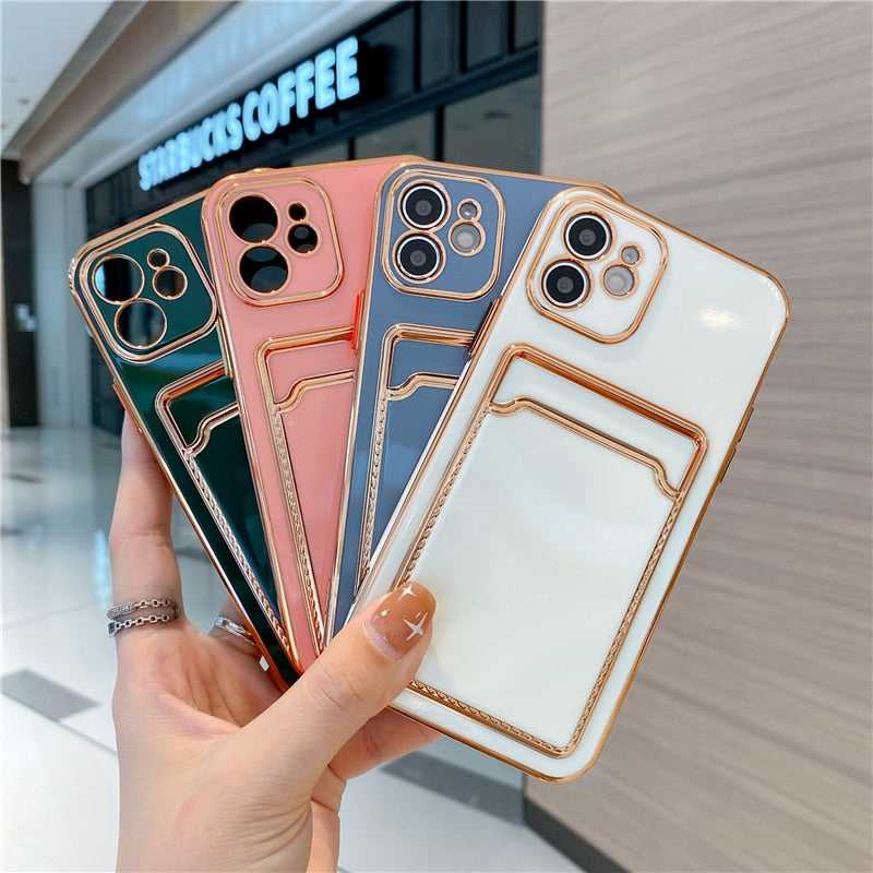 Electroplated iPhone Case with Card Slot Electroplated iPhone Case with Card Slot