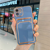 Elegant Plated iPhone Case with Card Pocket - Exoticase - For iPhone 13 Pro Max / Gray