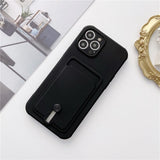 Embedded Wallet Silicone iPhone Case with Push Slider-Exoticase-For iPhone 13 Pro Max-Black-