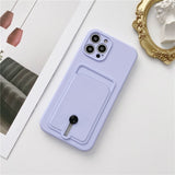 Embedded Wallet Silicone iPhone Case with Push Slider-Exoticase-For iPhone 13 Pro Max-Purple-