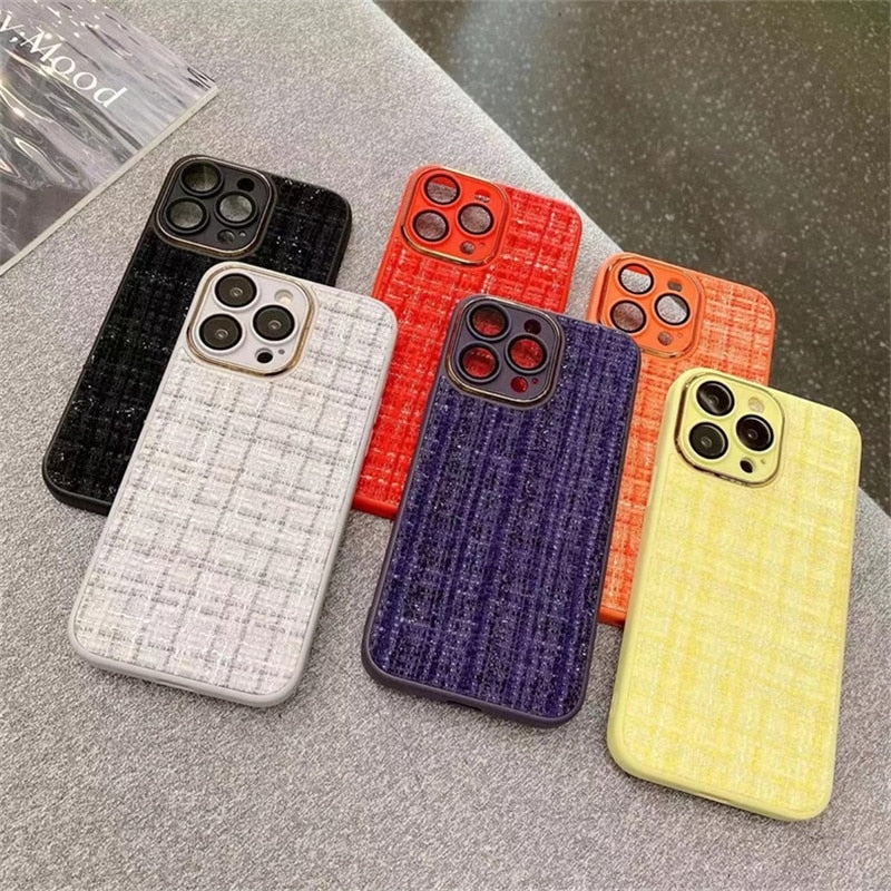 Fabric Silicone Plated and Glass Camera Lens iPhone Case - Exoticase -