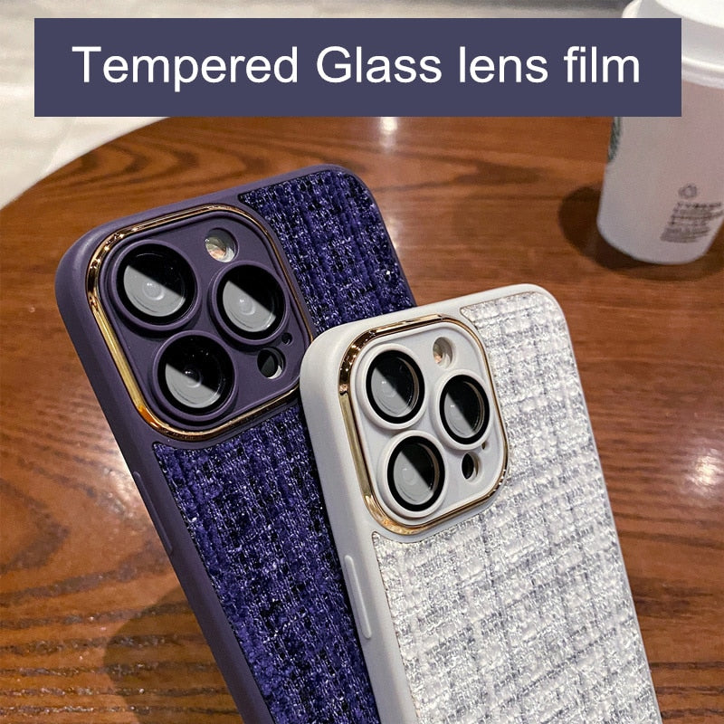 Fabric Silicone Plated and Glass Camera Lens iPhone Case - Exoticase -