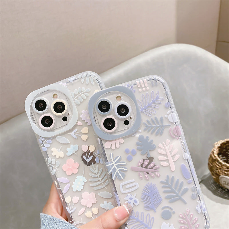 Floral Round Camera Hole iPhone Case-Exoticase-