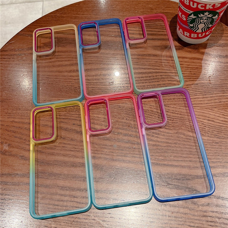 Gradient Rainbow Transparent Samsung Galaxy Case-Exoticase-