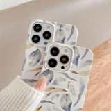 Grey Leaves Watercolor Styled Floral iPhone Case-Exoticase-