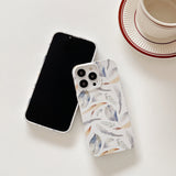 Grey Leaves Watercolor Styled Floral iPhone Case-Exoticase-
