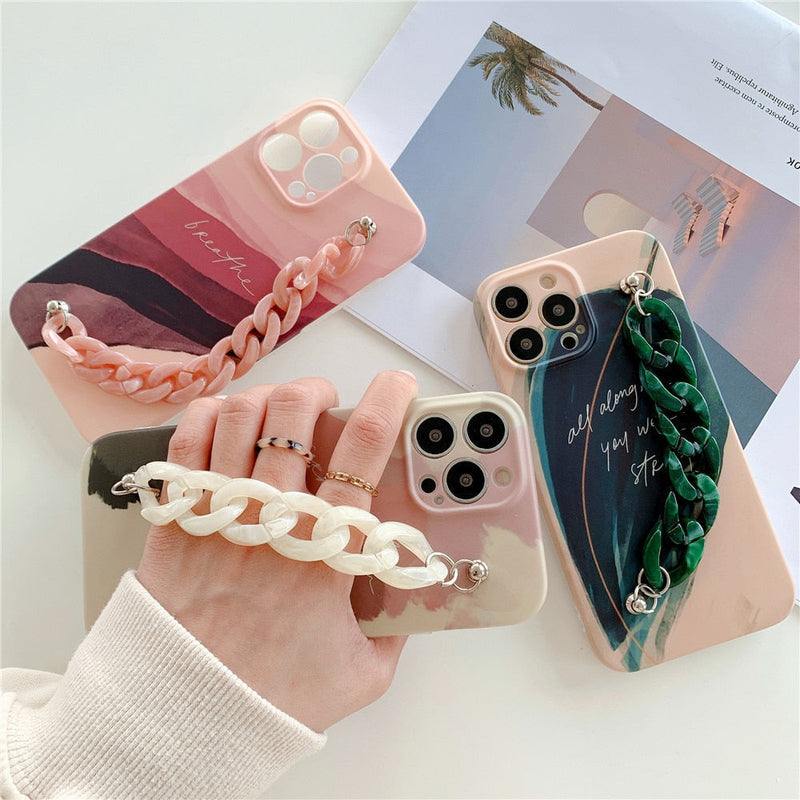Happy Quotes iPhone Case with Chain-Exoticase-