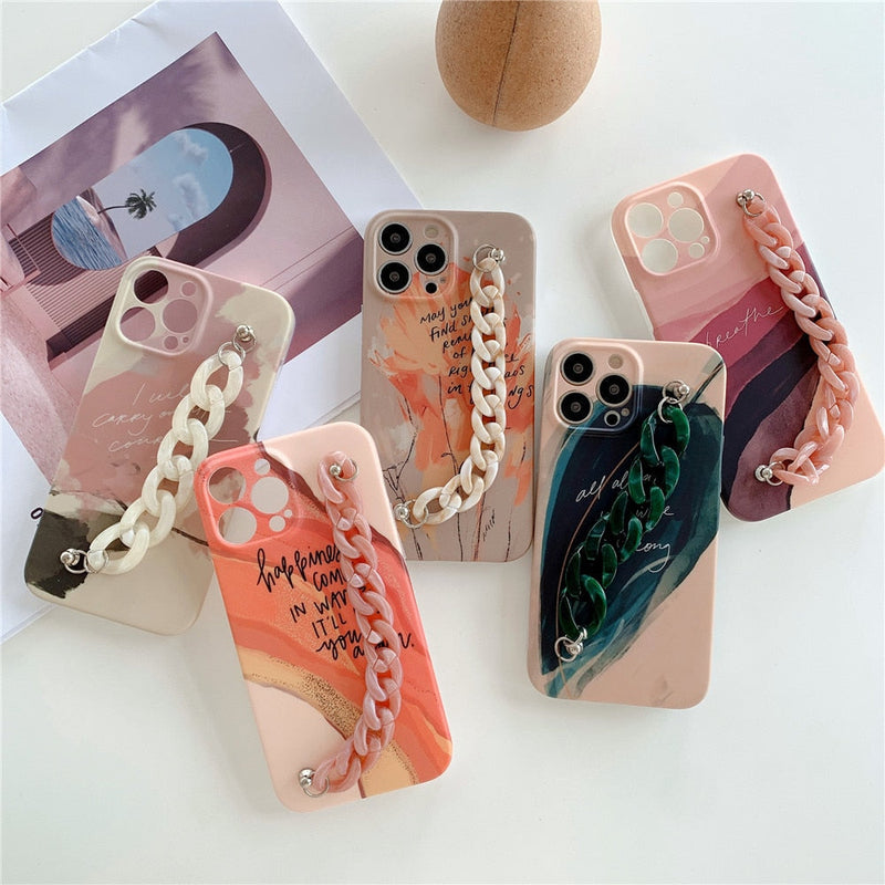 Happy Quotes iPhone Case with Chain-Exoticase-