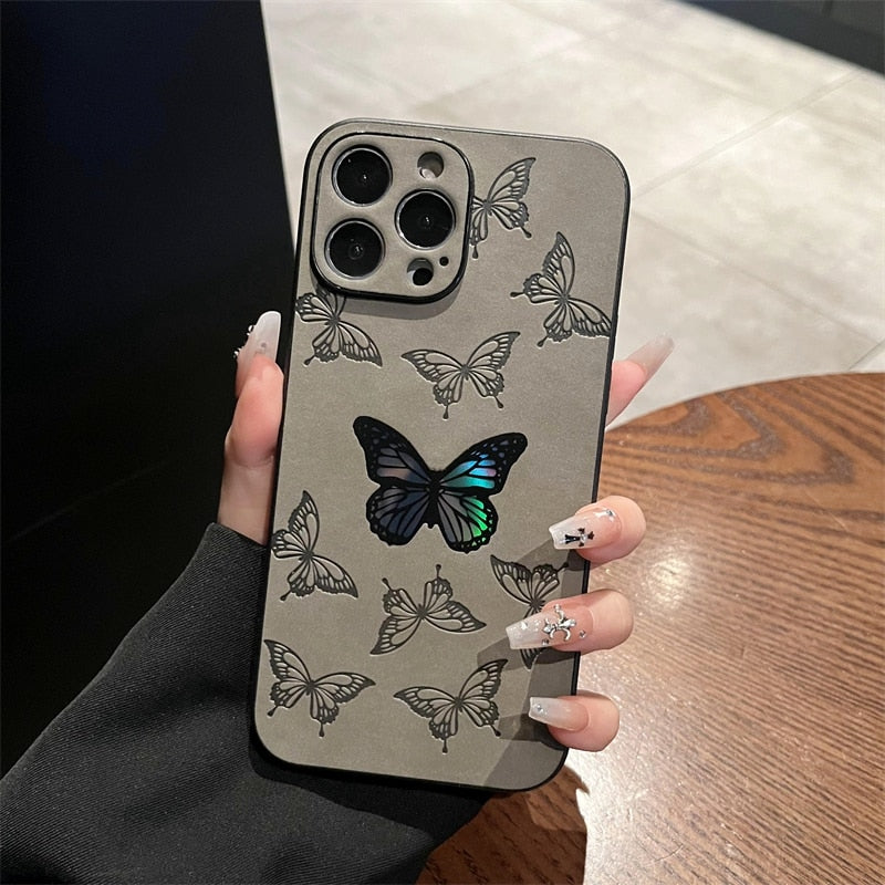 Laser Rainbow Butterfly Apple iPhone Case-Exoticase-
