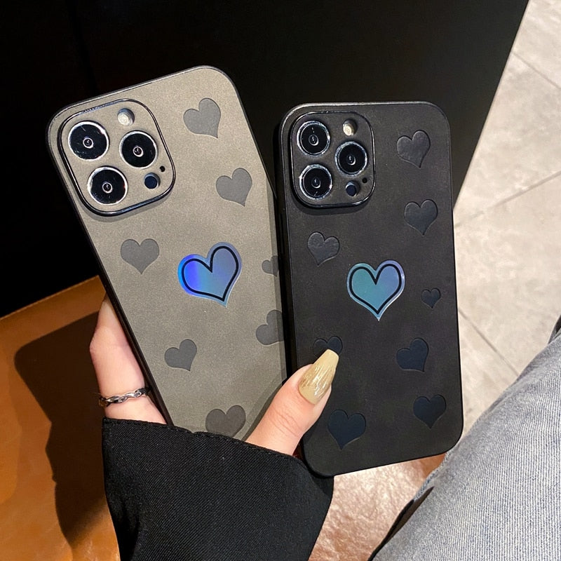 Laser Rainbow Hearts Apple iPhone Case-Exoticase-