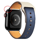 Leather Bands for New Apple Watch Series-Exoticase-Blue Melange with Black Metal End-38mm 40mm 41mm-