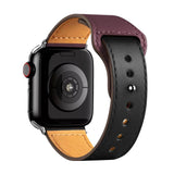 Leather Bands for New Apple Watch Series-Exoticase-Wine Black with Silver Metal End-38mm 40mm 41mm-