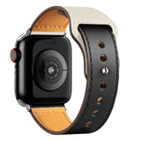 Leather Bands for New Apple Watch Series-Exoticase-Black Melange with Silver Metal End-38mm 40mm 41mm-