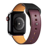Leather Bands for New Apple Watch Series-Exoticase-Black Wine with Silver Metal End-38mm 40mm 41mm-