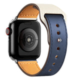 Leather Bands for New Apple Watch Series-Exoticase-Blue Melange with Silver Metal End-38mm 40mm 41mm-
