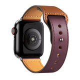 Leather Bands for New Apple Watch Series-Exoticase-Brown Wine with Silver Metal End-38mm 40mm 41mm-