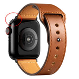 Leather Bands for New Apple Watch Series-Exoticase-Brown with Black Metal End-38mm 40mm 41mm-