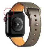 Leather Bands for New Apple Watch Series-Exoticase-Gray with Black Metal End-38mm 40mm 41mm-