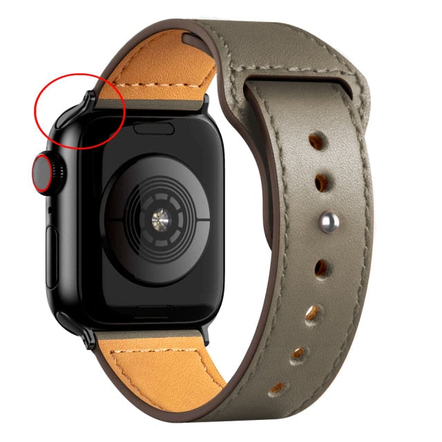 Leather Bands for New Apple Watch Series - Exoticase - Gray with Black Metal End / 38mm 40mm 41mm