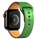 Leather Bands for New Apple Watch Series - Exoticase - Green with Silver Metal End / 38mm 40mm 41mm