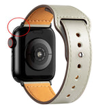 Leather Bands for New Apple Watch Series-Exoticase-Ivory with Black Metal End-38mm 40mm 41mm-