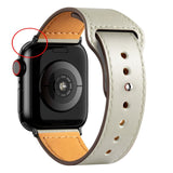 Leather Bands for New Apple Watch Series - Exoticase - Ivory with Black Metal End / 38mm 40mm 41mm