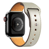 Leather Bands for New Apple Watch Series-Exoticase-Ivory with Silver Metal End-38mm 40mm 41mm-