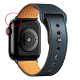 Leather Bands for New Apple Watch Series-Exoticase-Midnight Blue with Black Metal End-38mm 40mm 41mm-
