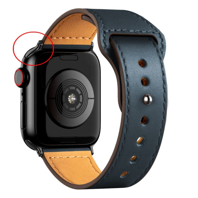 Leather Bands for New Apple Watch Series - Exoticase - Midnight Blue with Black Metal End / 38mm 40mm 41mm