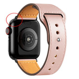 Leather Bands for New Apple Watch Series-Exoticase-Pink with Black Metal End-38mm 40mm 41mm-