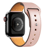 Leather Bands for New Apple Watch Series - Exoticase - Pink with Silver Metal End / 38mm 40mm 41mm