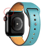 Leather Bands for New Apple Watch Series - Exoticase - Turquoise with Black Metal End / 38mm 40mm 41mm