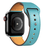 Leather Bands for New Apple Watch Series - Exoticase - Turquoise with Silver Metal End / 38mm 40mm 41mm