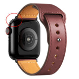 Leather Bands for New Apple Watch Series - Exoticase - Wine Red with Black Metal End / 38mm 40mm 41mm