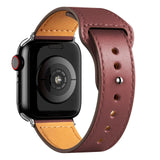 Leather Bands for New Apple Watch Series-Exoticase-Wine Red with Silver Metal End-38mm 40mm 41mm-