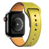 Leather Bands for New Apple Watch Series-Exoticase-Yellow with Silver Metal End-38mm 40mm 41mm-